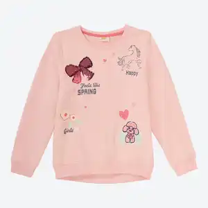 Kinder-Mädchen-Sweatshirt mit Rundhalsausschnitt
