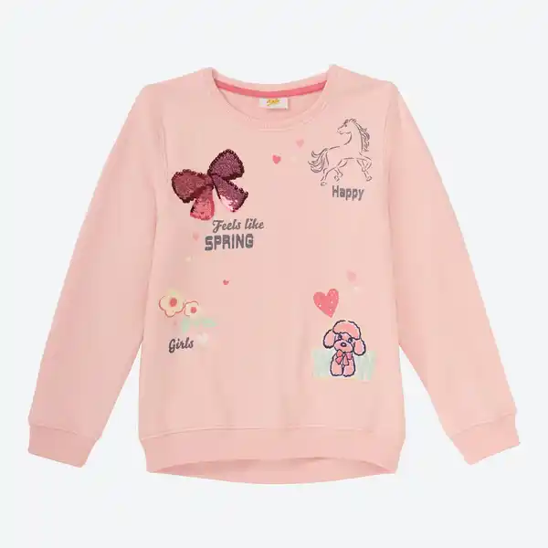 Bild 1 von Kinder-Mädchen-Sweatshirt mit Rundhalsausschnitt