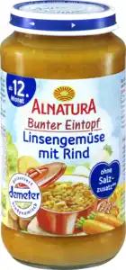 Alnatura Bio Bunter Eintopf Linsengemüse mit Rind, 250 g