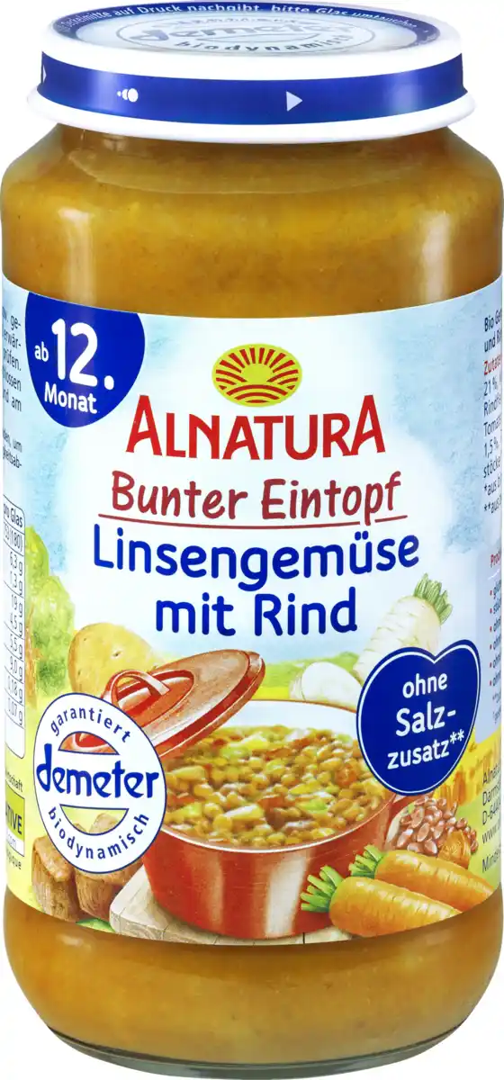 Bild 1 von Alnatura Bio Bunter Eintopf Linsengemüse mit Rind, 250 g