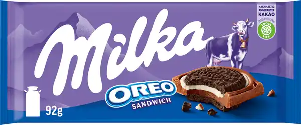 Bild 1 von Milka Schokolade Oreo Sandwich, 92 g