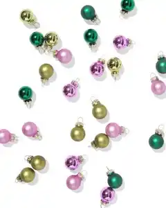 Christbaumkugeln, 3,2 cm, Glas, Mini, mehrfarbig – 36 Stück