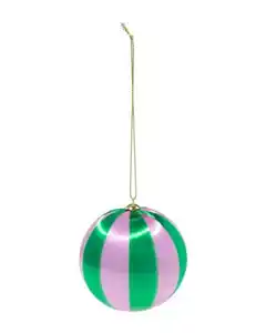 Christbaumkugel, 6,9 cm, Satin, gestreift, Lila-Grün