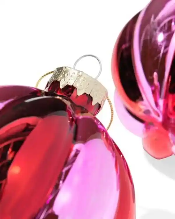 Bild 2 von Christbaumkugeln, Set, 8,2 cm, Glas, gestreift – 2 Stück