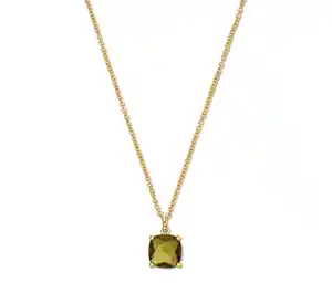 Kette mit grün-braunem Glaskristallstein