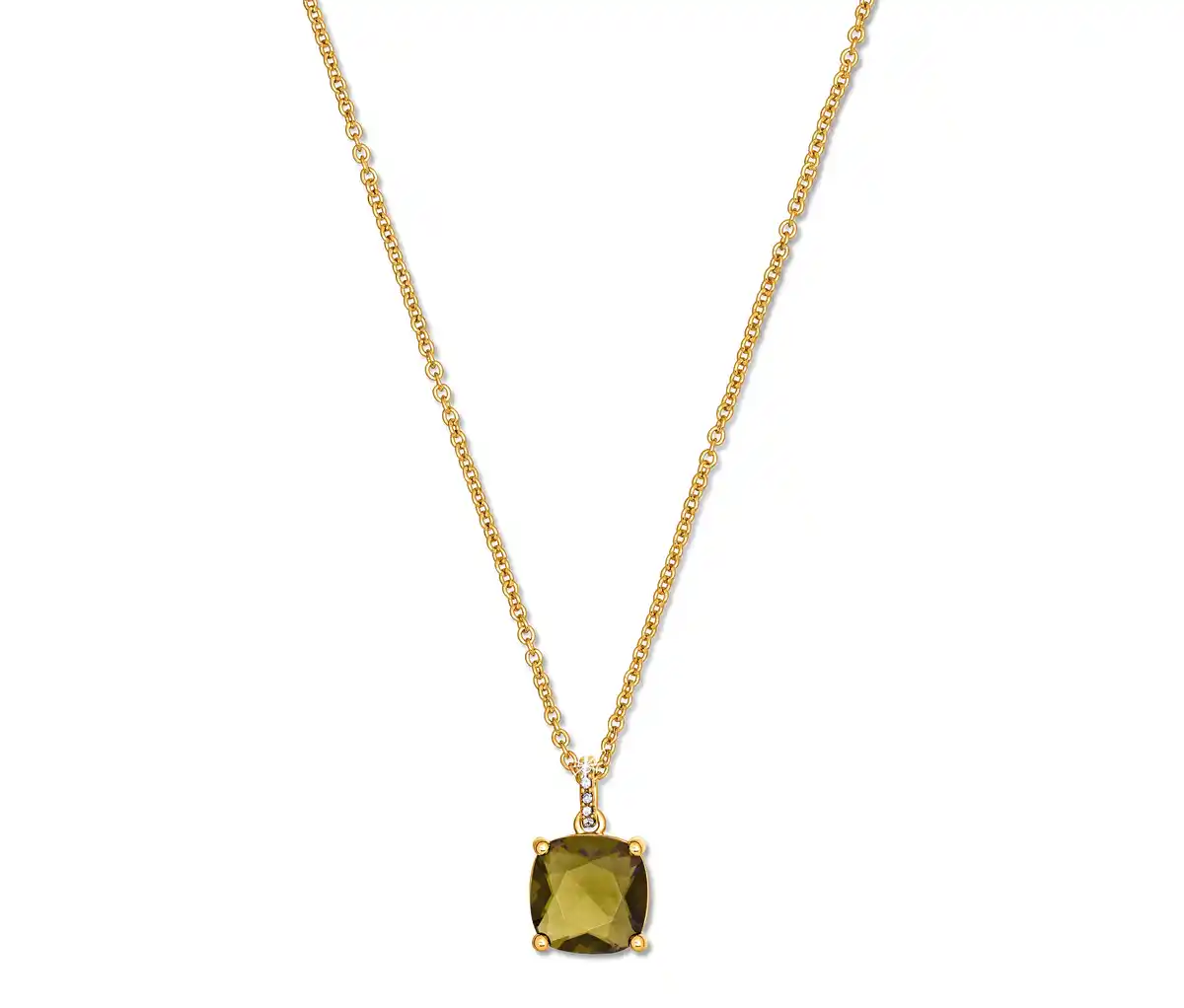 Bild 1 von Kette mit grün-braunem Glaskristallstein