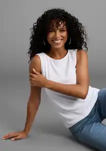 Flashlights Tanktop mit U-Boot Ausschnitt, Weiß