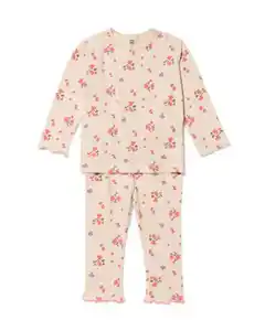 Babyschlafanzug mit Blumen rosa