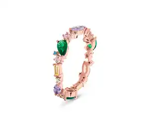 925 Silber Ring mit »Multicolor Cluster« Steinen