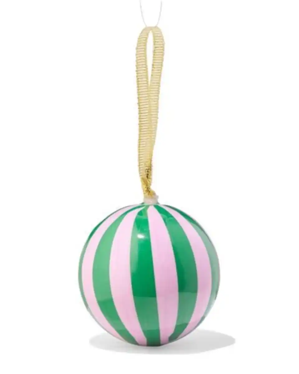Bild 1 von Christbaumkugel 6 cm Papier, breite Streifen in Lila-Grün