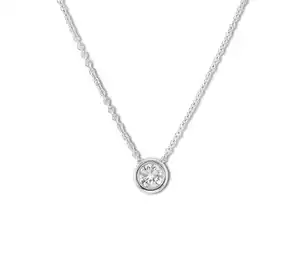 585 Weißgold Collier, Diamanthänger