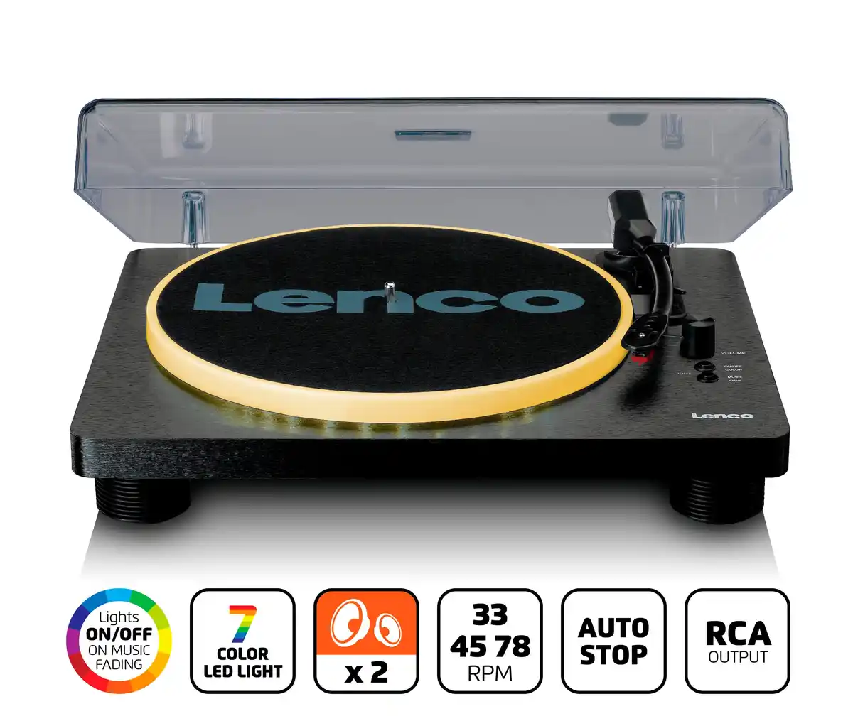 Bild 1 von Lenco Plattenspieler »LS-50LEDBK« mit integrierten Lautsprechern