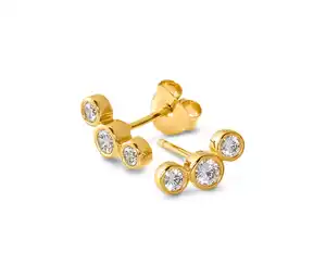 925 Silber Ohrstecker Zirkoniabogen, vergoldet