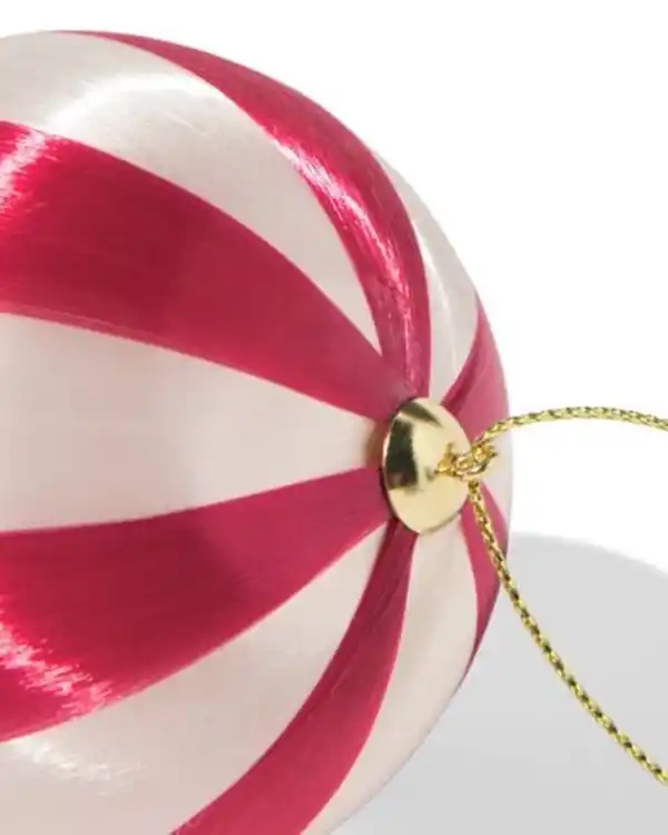 Bild 2 von Christbaumkugel, 6,9 cm, Satin, gestreift, Rot