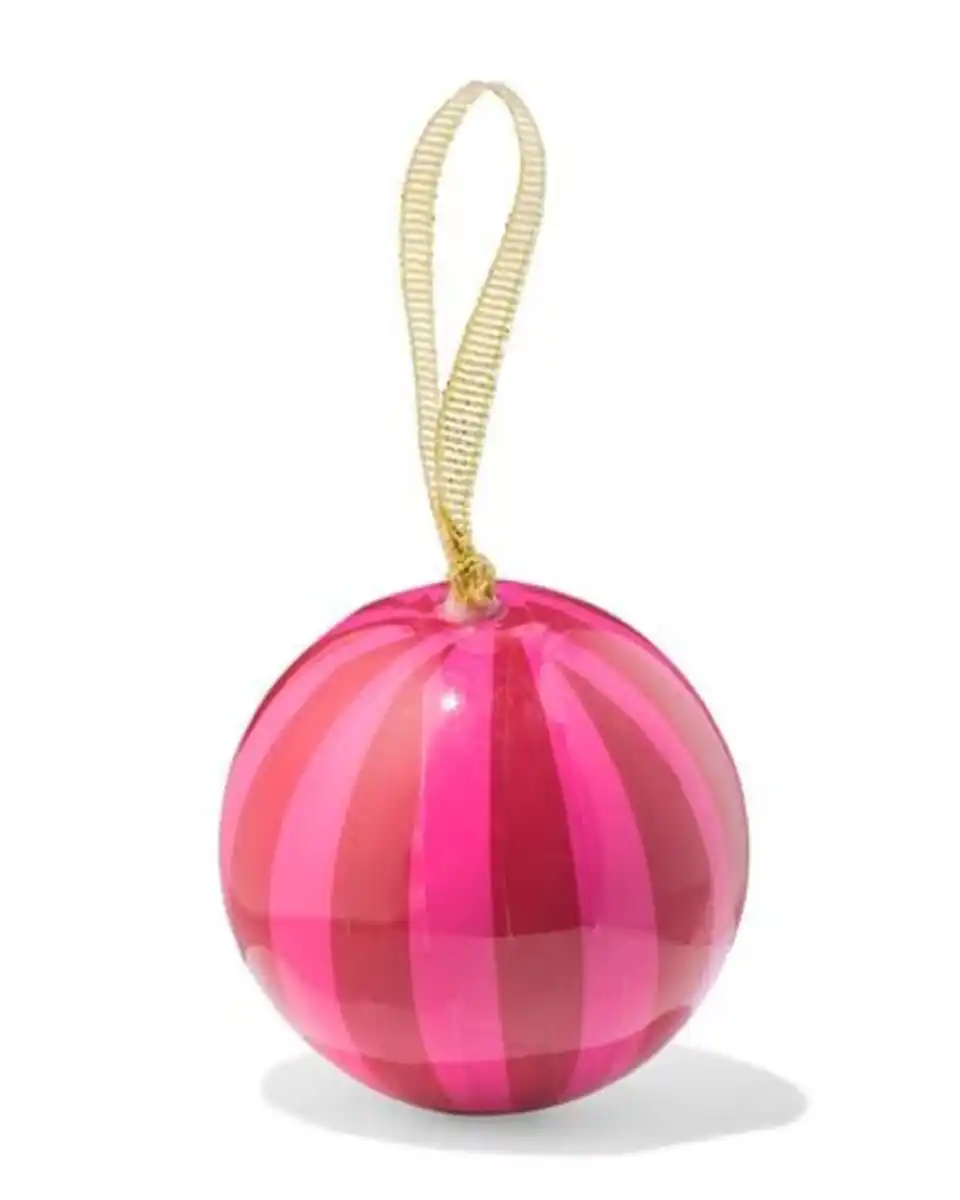 Bild 1 von Christbaumkugel 6 cm Papier, breite Streifen in Rosa-Rot