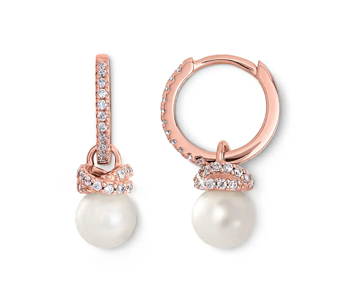 Bild 1 von 925 Silber Creolen rosévergoldet mit Perle