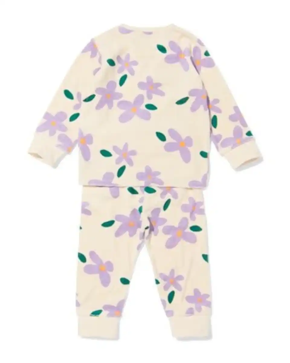 Bild 2 von Babypyjama Samt mit Blumen eierschalenfarben