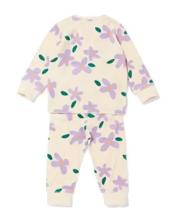 Bild 2 von Babypyjama Samt mit Blumen eierschalenfarben