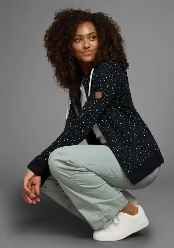 Bild 1 von KangaROOS Kapuzensweatjacke mit sportlichem Minimal-Print, Schwarz