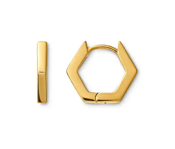 Bild 1 von 925 Silber Creolen »Hexagon«, vergoldet