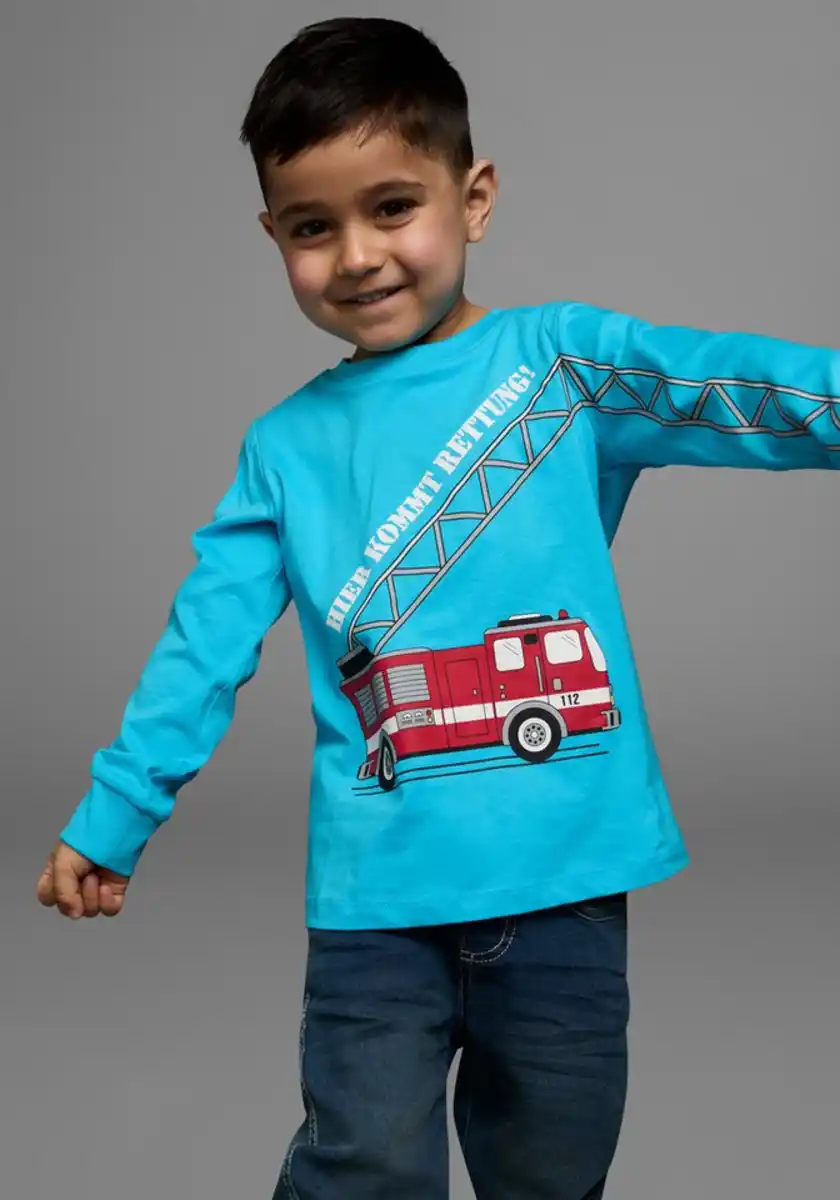 Bild 1 von KIDSWORLD Langarmshirt HIER KOMMT RETTUNG, Feuerwehr, Blau