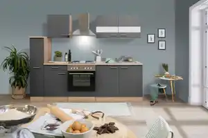 Küchenblock Merle mit Geräten ca. 240 cm Grau, Grau