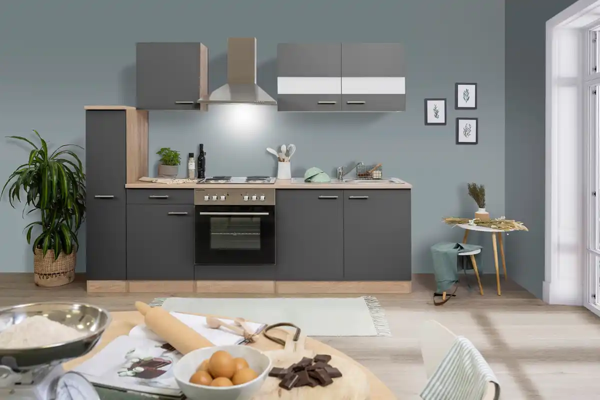 Bild 1 von Küchenblock Merle mit Geräten ca. 240 cm Grau, Grau