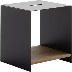 Schöner Wohnen Couchtisch, Anthrazit, Eiche, Holz, Metall, Kerneiche, Hartholz, quadratisch, eckig, 39x45x39 cm, Goldenes M, Wohnzimmer, Wohnzimmertische, Couchtische, Couchtische Metall