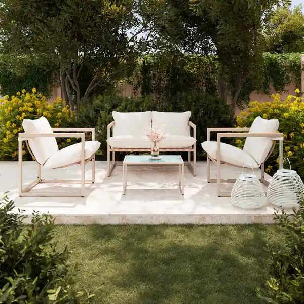 Bild 1 von Loungegarnitur Lara Creme Metall/Outdoorstoff +Abdeckung, Creme