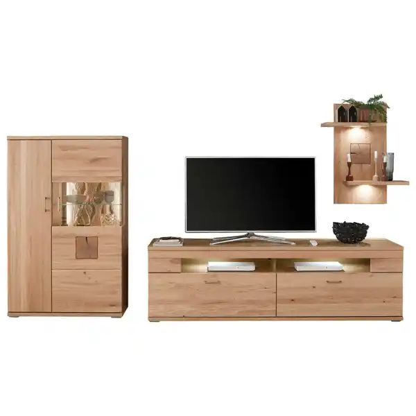 Bild 1 von Livetastic Wohnwand, Alteiche, Metall, Eiche, massiv, 6 Fächer, 2 Schubladen, 317.1x171x50.2 cm, Made in EU, Beimöbel erhältlich, stehend, hängend, Wohnzimmer, Wohnwände, Anbauwände