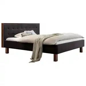 Hasena Polsterbett, Anthrazit, Nussbaum, Holz, Textil, Nussbaum, massiv, 160x200 cm, Lattenrosthöhe individuell einstellbar, in verschiedenen Holzarten erhältlich, Größen erhältlich, Schlafzimme