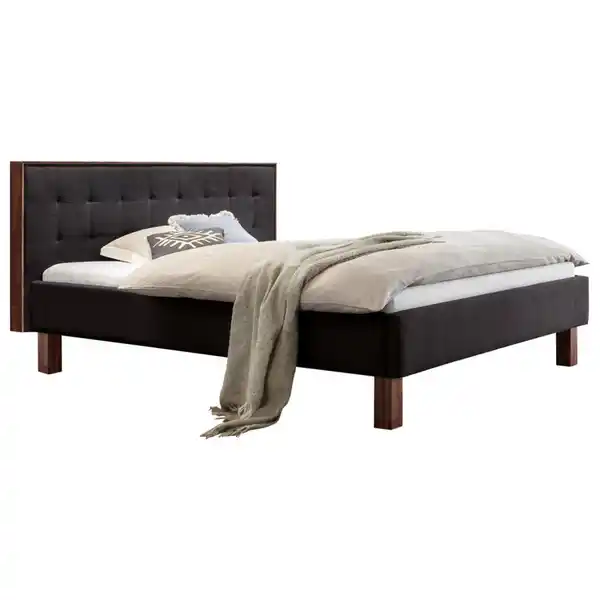Bild 1 von Hasena Polsterbett, Anthrazit, Nussbaum, Holz, Textil, Nussbaum, massiv, 160x200 cm, Lattenrosthöhe individuell einstellbar, in verschiedenen Holzarten erhältlich, Größen erhältlich, Schlafzimme