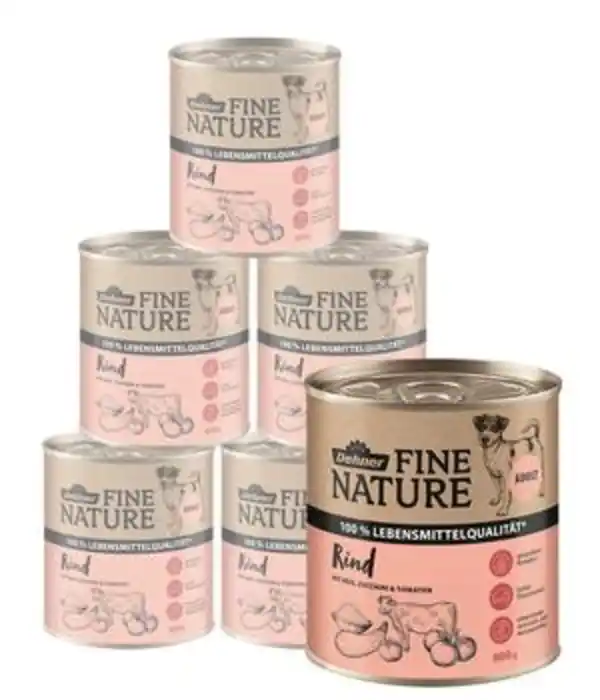 Bild 1 von Dehner Fine Nature Nassfutter für Hunde Adult, Rind mit Reis, Zucchini & Tomate