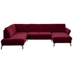Beldomo System Wohnlandschaft, Rot, Beere, Textil, 5-Sitzer, U-Form, 335x220 cm, Goldenes M, Stoffauswahl, Sitzqualitäten, seitenverkehrt erhältlich, individuell planbar, Wohnzimmer, Sofas & Couche