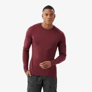 Merinoshirt Herren langarm Trekking - MT500 rot