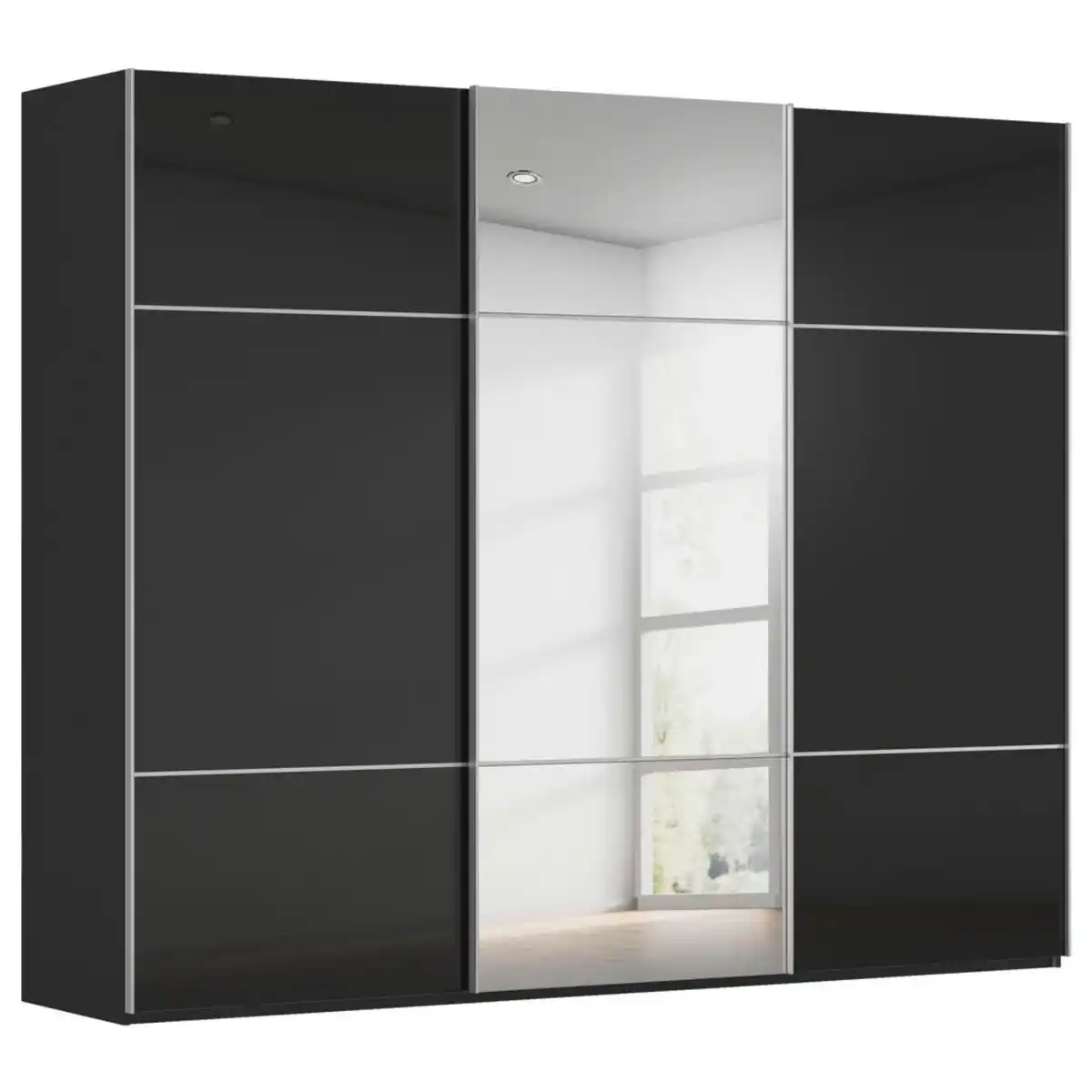 Bild 1 von Novel Schwebetürenschrank, Schwarz, Metall, 9 Fächer, 271x223x68 cm, Blauer Engel, Goldenes M, BQ - Bündnis für Qualität, Made in Germany, Typenauswahl, umfangreiches Zubehör erhältlich, in ve