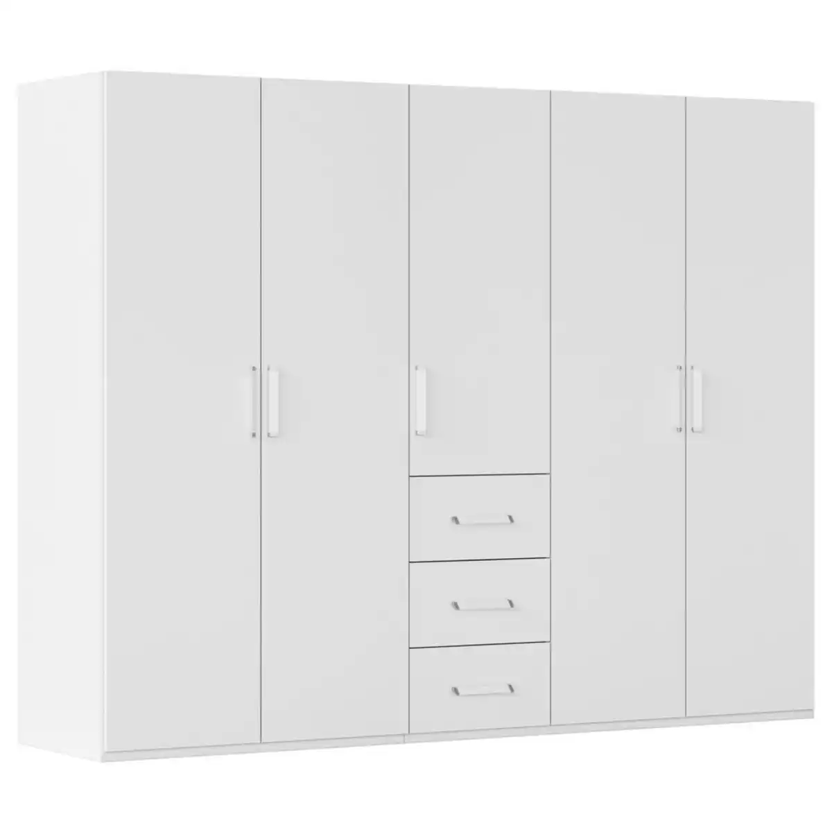 Bild 1 von Novel Drehtürenschrank, Weiß, Holzwerkstoff, 3 Fächer, 3 Schubladen, 251x197x60 cm, Blauer Engel, Goldenes M, BQ - Bündnis für Qualität, Made in Germany, in verschiedenen Größen erhältlich,