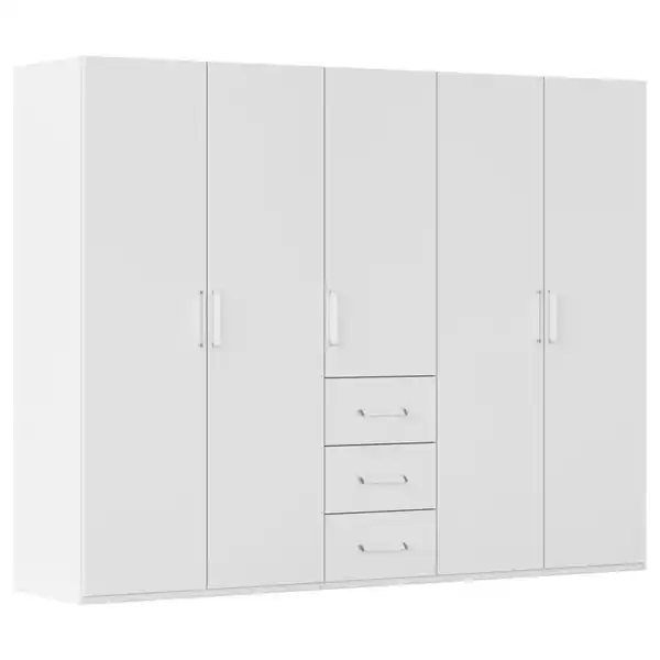 Bild 1 von Novel Drehtürenschrank, Weiß, Holzwerkstoff, 3 Fächer, 3 Schubladen, 251x197x60 cm, Blauer Engel, Goldenes M, BQ - Bündnis für Qualität, Made in Germany, in verschiedenen Größen erhältlich,