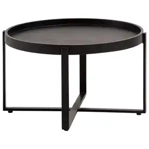 Mid.you Couchtisch, Schwarz, Holz, Mangoholz, massiv, rund, X-Form, 60x35x60 cm, Wohnzimmer, Wohnzimmertische, Couchtische