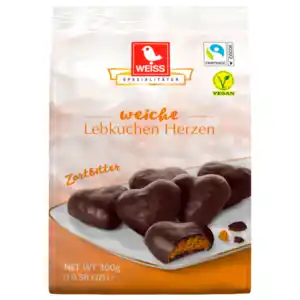 Weiss Lebkuchen-Herzen Zartbitter 300g