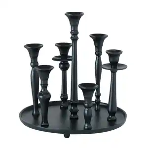 Kerzenhalter Poulina aus Aluminium in Schwarz, Schwarz