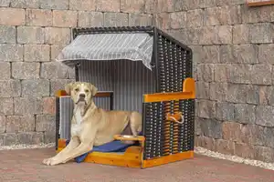 Hundestrandkorb ca. 75x95 cm Grau/Schwarz, Grau, Schwarz