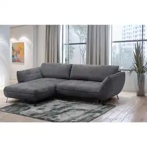 Livetastic Ecksofa Samoa, Anthrazit, Textil, 3-Sitzer, Füllung: Schaumstoffflocken, Silikon, L-Form, Ottomane links, 282x187 cm, Made in EU, Rücken echt, Schlafen auf Sitzhöhe, Liegefunktion, Wohn