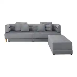 Wohnlandschaft Eliza Hellgrau Samt, Hellgrau