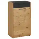 Bild 1 von Schuhschrank, Schwarz, Eiche, Metall, Eiche, Balkeneiche, furniert, 3 Fächer, 1 Schubladen, 61x103x37 cm, Goldenes M, Made in Germany, DGM-Klimapakt, Beimöbel erhältlich, Garderobe, Schuhaufbewahr