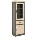 Bild 1 von Livetastic Vitrine Bangui, Grau, Natur, Holz, Glas, Mangoholz,Mangoholz,Mangoholz, massiv, Holz, 4 Fächer, 1 Schubladen, 67x190x40 cm, handgemacht, Esszimmer, Vitrinen
