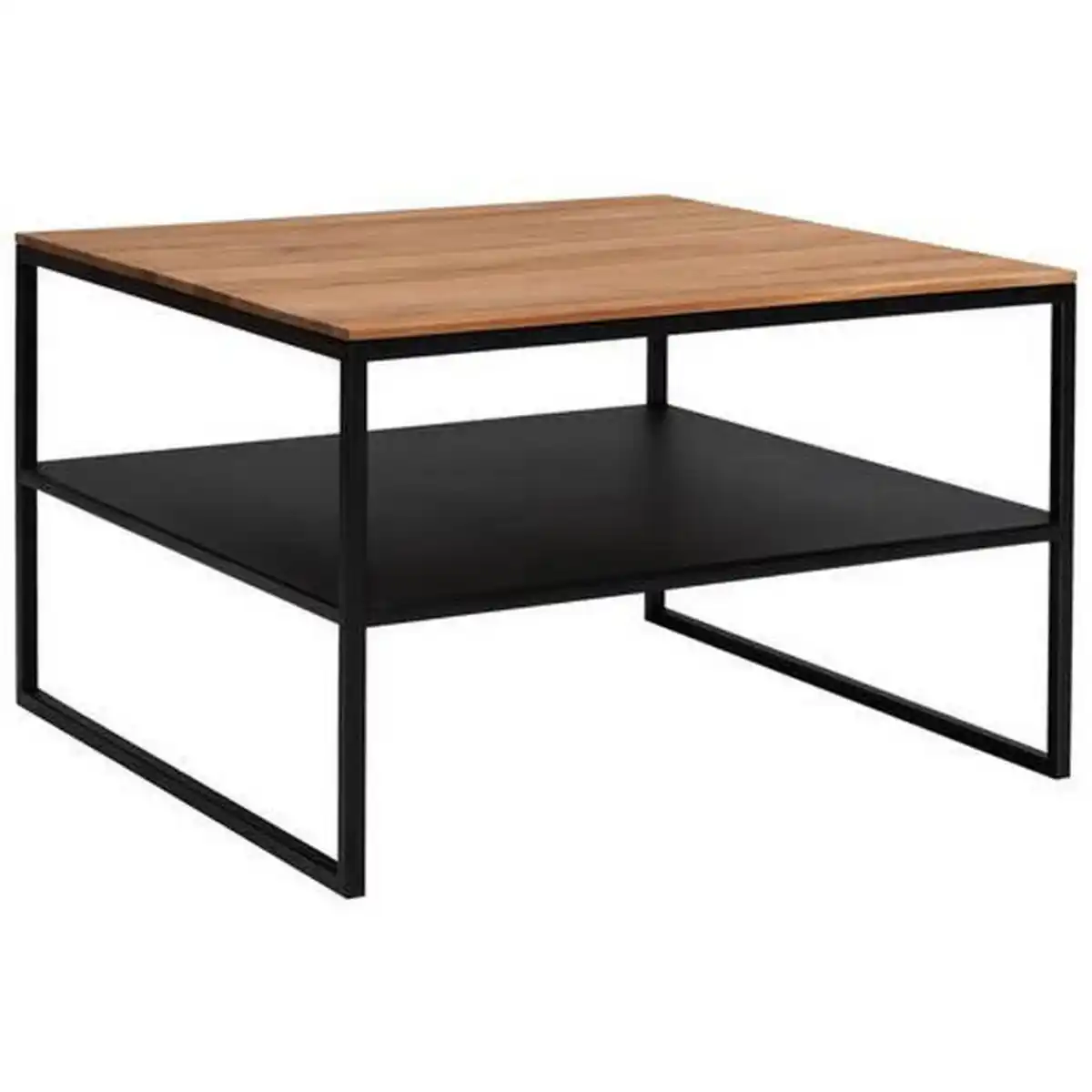 Bild 1 von Johann Jakob Couchtisch, Schwarz, Eiche, Metall, Asteiche, massiv, quadratisch, eckig, Flachrohr, 65x41x65 cm, Stauraum, offenes Fach, einfacher Aufbau, Wohnzimmer, Wohnzimmertische, Couchtische, Cou