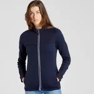 Unterziehjacke Damen warm, atmungsaktiv Merinowolle - 500 WARM marineblau