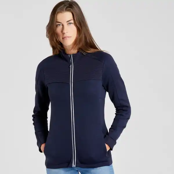 Bild 1 von Unterziehjacke Damen warm, atmungsaktiv Merinowolle - 500 WARM marineblau