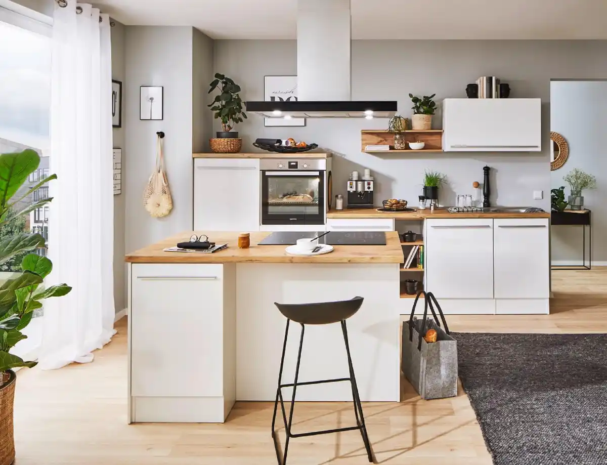 Bild 1 von Küchenblock Gabriel mit Geräten ca. 320-150 cm Weiß, Weiß Hochglanz